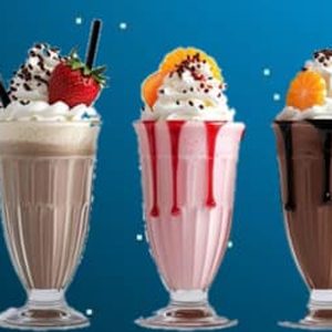 Chocolate, strawberry and butterscotch shakes at Golden Pizza Cafe
